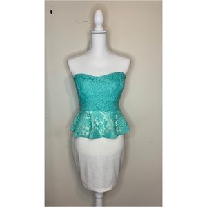 Mint Green & White Dress - Bebe